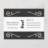 ハロウィンお洒落ブラック&ホワイトスカル写真 ポストカード (裏面)