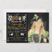 ハロウィンお洒落モダン誕生日パーティーの写真 招待状 (正面)