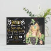 ハロウィンお洒落モダン誕生日パーティーの写真 招待状 (スタンド正面)