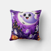ハロウィンお洒落墓地シーン – かわいい幽霊 クッション (裏面)