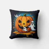 ハロウィンお洒落幽霊のまわりには不気味なカボチャ クッション (正面)
