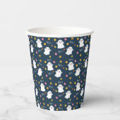 ハロウィンお洒落幽霊パターンダークブルー 紙コップ (正面)