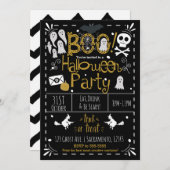 ハロウィンお洒落手描き衣装パーティー 招待状 (正面/裏面)