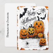 ハロウィンお祭り かぼちゃ こうもり クモ シーズンカード (正面/裏面)