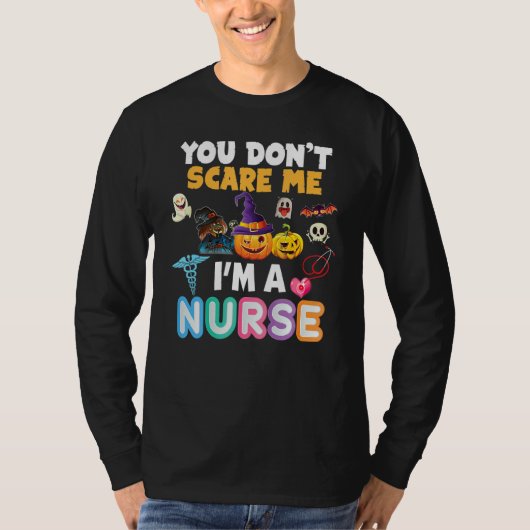 ハロウィンお茶会で怖がらせないで 看護師 Tシャツ (正面)
