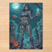 ハロウィンお菓子くれなきゃ、ゾンビ彼女の脳みそを食わせるわよ アクリル招待状 (正面)