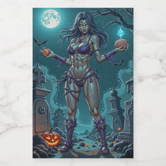 ハロウィンお菓子くれなきゃ、ゾンビ彼女の脳みそを食わせるわよ フードラベル (シングルラベル)