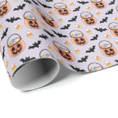 ハロウィンお菓子とコウモリの柄 ラッピングペーパー (ロールコーナー)