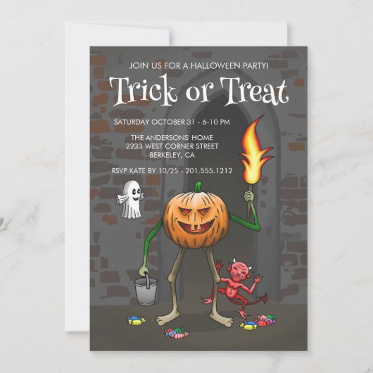 ハロウィンお菓子をくれなきゃいたずらするぞ 招待状 (正面)