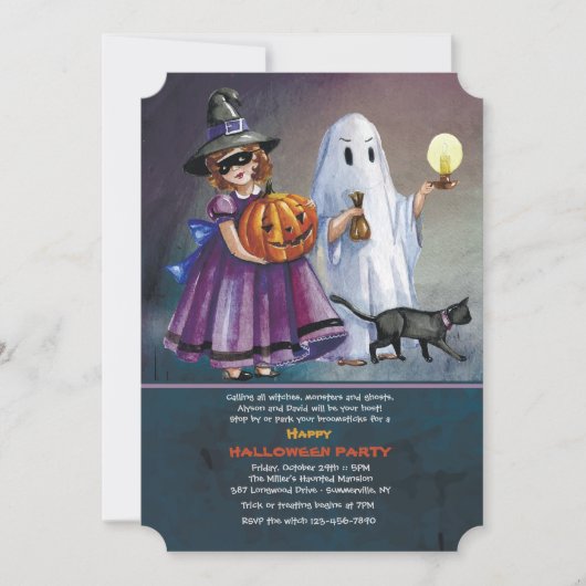ハロウィンお菓子をもらいにいく誘い状 招待状 (正面)
