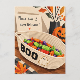 ハロウィンお菓子バスケットはがき(「お好きなだけ2つどうぞ」) シーズンポストカード