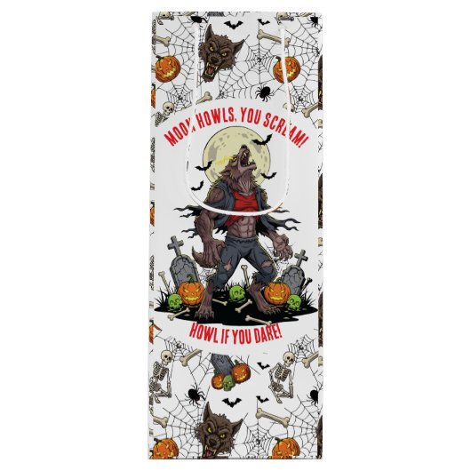 🐺 ハロウィンお菓子入れ 🎃💀 ワインギフトバッグ (正面)