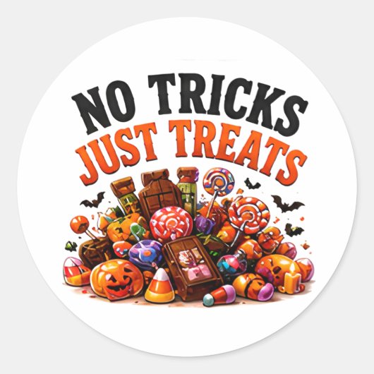 ハロウィンお菓子好き面白いフレーズ 👻 ラウンドシール (正面)