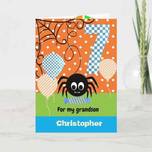 ハロウィンお誕生日おめでとうクモ カード (正面)