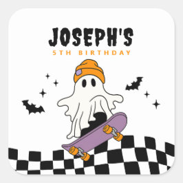 ハロウィンお誕生日おめでとうステッカー 少年 スクエアシール