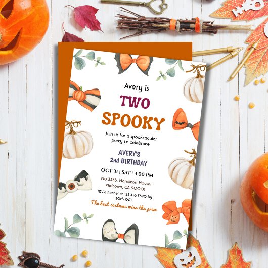 ハロウィンお誕生日おめでとう かぼちゃ リボン 2歳 招待状