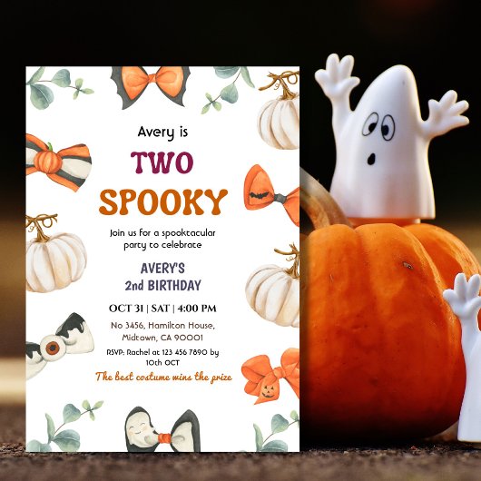ハロウィンお誕生日おめでとう かぼちゃ リボン 2歳 招待状