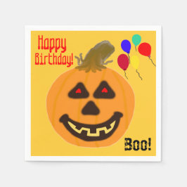 ハロウィンお誕生日バルーン オレンジ色のかぼちゃ スタンダードランチョンナプキン