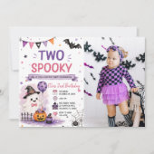 ハロウィンお誕生日パーティーの写真 2つのスケアスタイル 招待状 (正面)