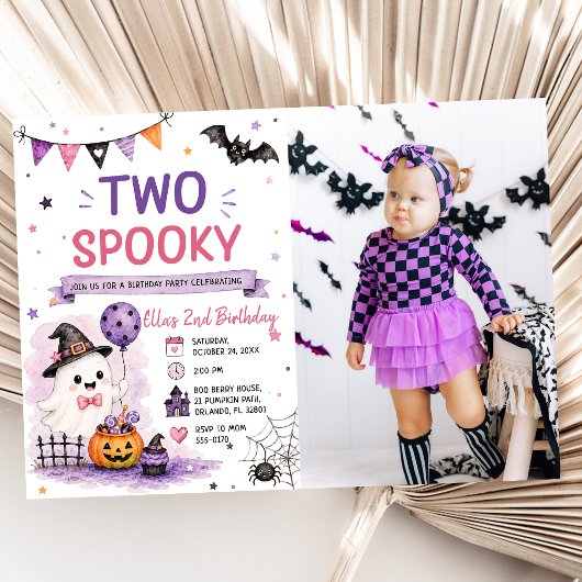 ハロウィンお誕生日パーティーの写真 2つのスケアスタイル 招待状