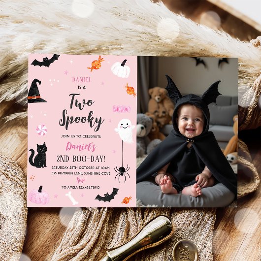 ハロウィンお誕生日パーティーの写真（2人の怪しい人付き） 招待状