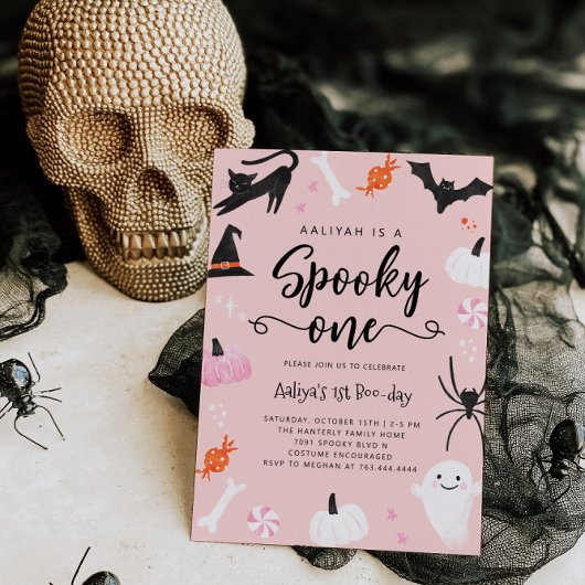 ハロウィンお誕生日会の招待状 Spooky One 招待状
