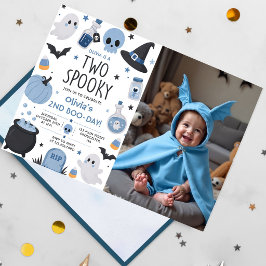 ハロウィンお誕生日会の2つのおばけ写真 招待状