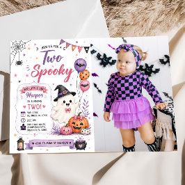ハロウィンお誕生日会の2つのおばけ写真 招待状