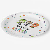 ハロウィンお誕生日会カラフル ペーパープレート (アングル)
