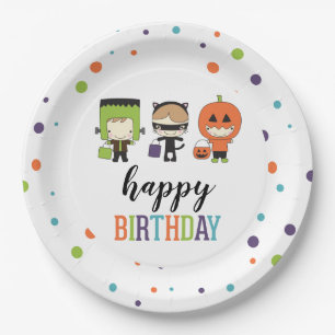 ハロウィンお誕生日会カラフル ペーパープレート