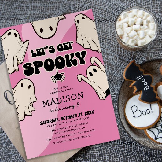 ハロウィンお誕生日会招待状 Let's Get Spooky 招待状