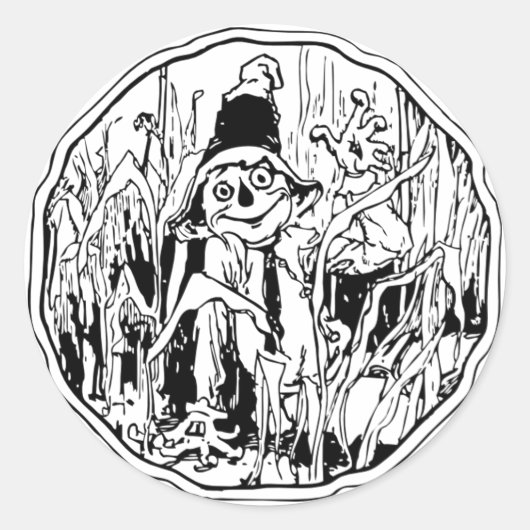 ハロウィンかかしステッカー ラウンドシール (正面)