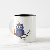 ハロウィンかわいいフクロウとカボチャ ツートーンマグカップ (正面左)