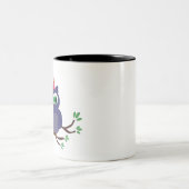 ハロウィンかわいいフクロウとカボチャ ツートーンマグカップ (中央)