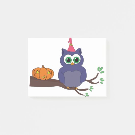 ハロウィンかわいいフクロウとカボチャ ポストイット (正面)