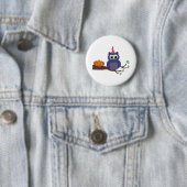 ハロウィンかわいいフクロウとカボチャ 缶バッジ (インサイチュ)