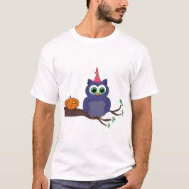 ハロウィンかわいいフクロウとカボチャ Tシャツ