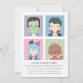 ハロウィンかわいいモンスターはパーティの招待状をからかいます 招待状 (正面)