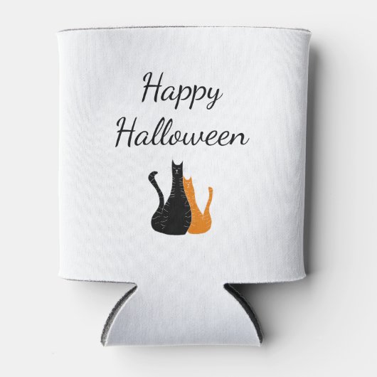 ハロウィンかわいい猫スケッチオレンジブラック猫ちゃん 缶クーラー (正面)