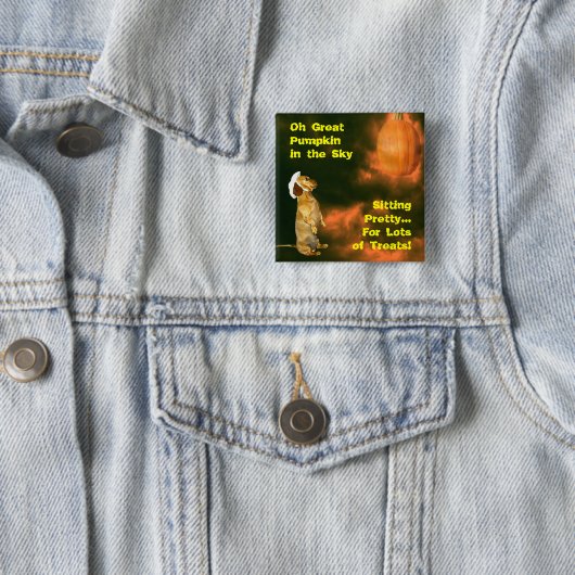 ハロウィンかわいらしの多くのお菓子を食べに座る 缶バッジ (インサイチュ)