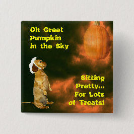 ハロウィンかわいらしの多くのお菓子を食べに座る 缶バッジ