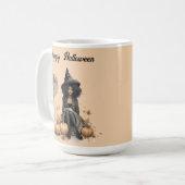 ハロウィンかわいらしの魔女と満月バルーン コーヒーマグカップ (正面左)