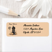 ハロウィンかわいらしの魔女と満月バルーン ラベル (インサイチュ)