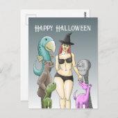 ハロウィンかわいらしウィッチ ポストカード (正面/裏面)