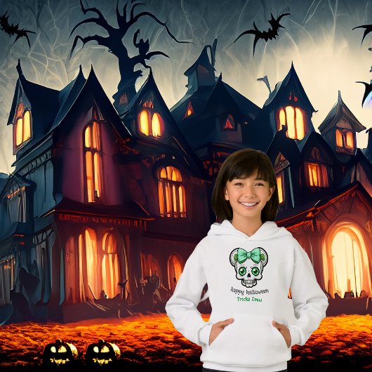 ハロウィンかわいらしスカルグリーンボウのパーソナライズ