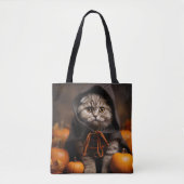 ハロウィンかわいらしブラウン虎猫子猫 トートバッグ (正面)
