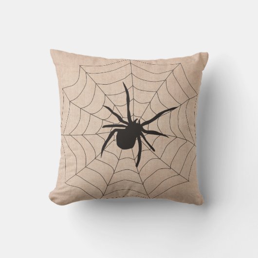 ハロウィンがくもの巣クモの巣に巻き込まれる クッション (正面)