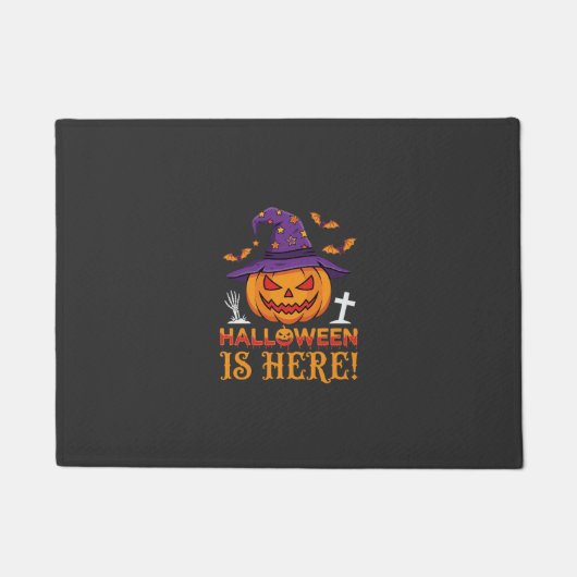ハロウィンがやってきた魔女カボチャベクター ドアマット (正面)