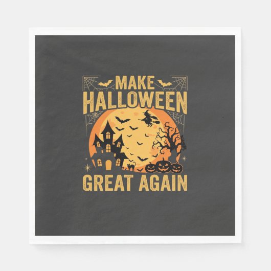 ハロウィンが再び素晴らしい 幽霊屋敷 カボチャ スタンダードランチョンナプキン (正面)