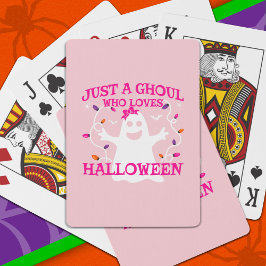 ハロウィンが大好きなだけの女の子のキュートなピンクの幽霊 トランプ